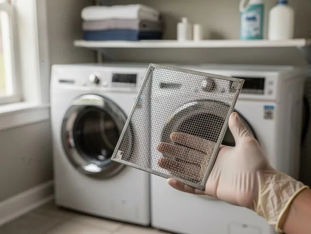 Grove City Dryer Vent Cleaning specialist performing detailed lint trap cleaning service in Grove City